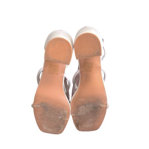 Boohoo White Triple Strap Block Heel Sandals Size 8 - Picture 10 of 12